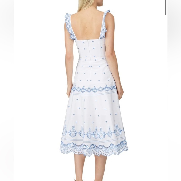Jonathan Simkhai white & sky blue eyelet midi dress S/M Please read about size - Picture 2 of 16